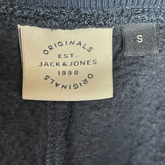 Jack & Jones Joggers Mens Small Navy Blue Skinny Fit Slogan Leg Tape Sweatpants - Picture 10 of 10